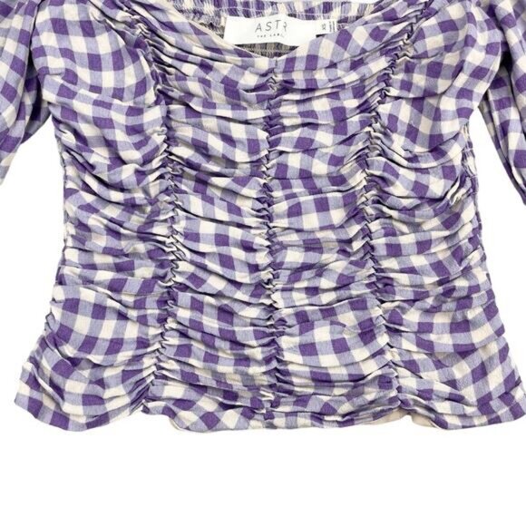 Astr Ruched Smocked Puff Sleeve Top Size XS - Picture 5 of 6
